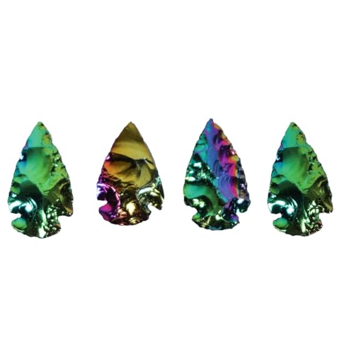 Four (4) Titanium Aura Quartz Arrowheads: 1