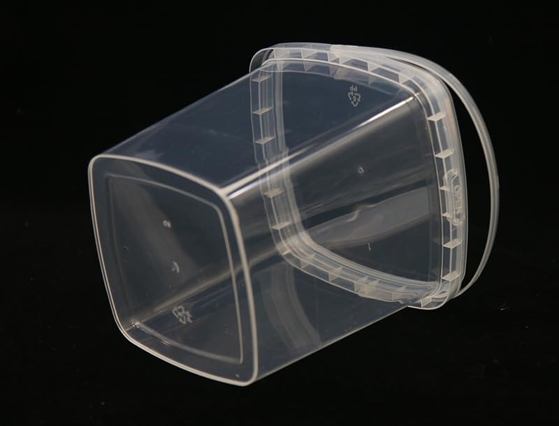 Image of 20 Pack 33oz Square Slime Containers with Lids and Handles, 1000ml Clear Transparent Plastic Storage Bucket Container, Cocktail Rum Buckets Reusable Food Storage Containers for Parties
