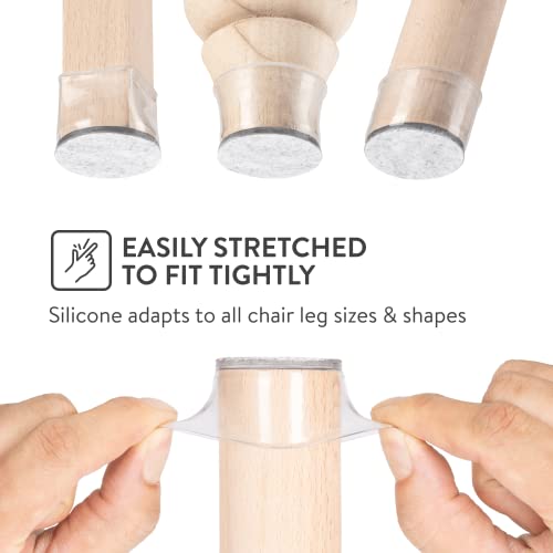 Aneaseit Chair Leg Floor Protectors - 1 1/2" X 8 Pcs Crystal Clear - Felt Bottom Silicone Pads For Hardwood Floors & Furniture Feet - Rubber Caps For Chairs - Medium #TOP3
