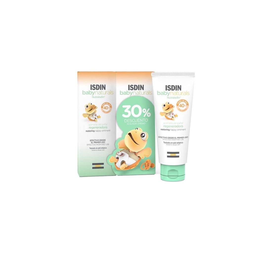 ISDIN Bambino naturale, NUSTRAISDIN, ZN40. Crema riparatrice per pannolini. Promozione 2 x 100 ml.