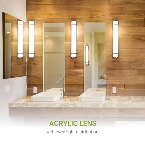 Image of ASD LED 36 inch Vanity Flush Mount Light Fixture, Linear Bathroom Lighting Bar | 3CCT, Dimmable, Energy Star, ETL Listed | 30W 2650LM 3000-5000K 120V | Long Bath Wall Sconce Over Mirror | Black, 4 Pack