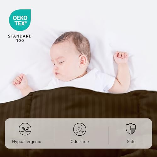 Image of ZPECC Toddler Down Alternative Comforter, 39x47 Hypoallergenic Baby Blanket Quilt, Soft Breathable Lightweight All Season Kids Duvet Insert for Crib Stroller Cot Daycare, Brown