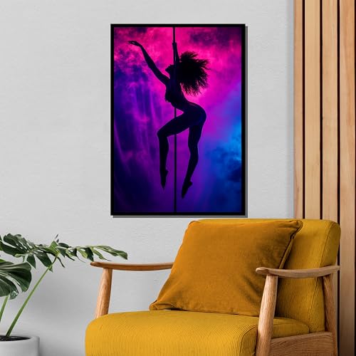 Tableau silhouette pole dance rose et violet 60x80cm sans cadre