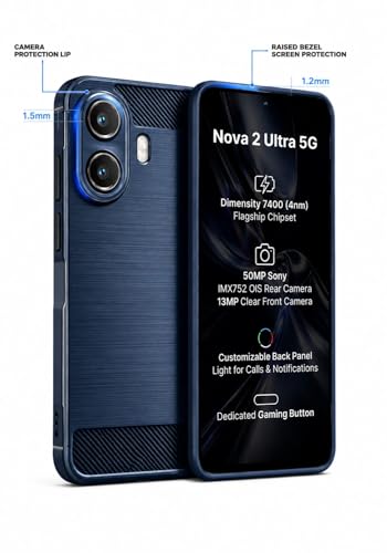 Image of Ultimate Black Armor Back Cover Case for Ai+ Nova 2 Ultra 5G; Sleek, Stylish, and Unbeatable Protection | Carbon Fiber Rugged Armour (Black).