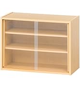 不二貿易 食器棚 キッチン収納 コンパクト 幅60×奥行29×高さ44cm ナチュラル ガラス扉 可動棚 1人暮らし 組立商品 81909