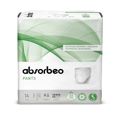 Absorbeo Pants EXTRA 14 Stück, Elastische, Absorbierende Windelhose für Mittlere Blasenschwäche, Absoluter Komfort, Totaler Schutz, Anti-Odour-System, Vollständig Atmungsaktiv, Unisex, Größe M