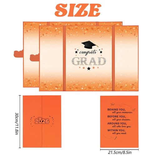 Image of Vlipoeasn 2PCS Graduation Guest Book Alternative, Orange Class of 2026 Party Decorations, Grad Signature Book for 2026 College High School, Unique Graduation Gifts for Friends