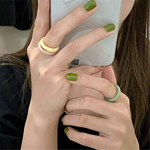 Colorful Chunky Acrylic Resin Rings,Rhinestone Band Ring For Women Girls Y2K Rings Stackable Statement Rings Silicone Ring Set Wedding Band (A) #TOP3