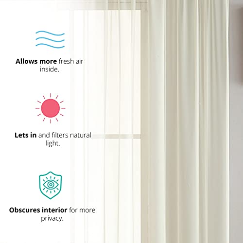 Hlc.me Beige Sheer Voile Window Treatment Rod Pocket Curtain Panels For Bedroom And Small Windows (54 X 63 Inches Long, Set Of 2) #TOP2