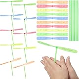 Toyvian 40Pcs- Dragonfly Hand Reiben Doppelte Fliegende Blätter Plastik Libelle Spielzeug Hubschrauber Drehung Propeller Kinder Outdoor Spielzeug Geschenk Zufällige Farbe