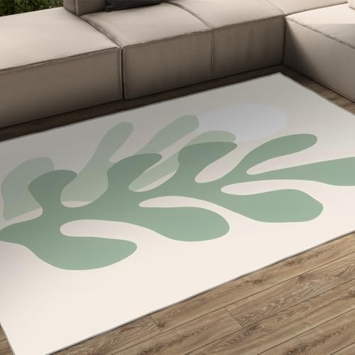 Tapis antidérapant lavable 90x150cm avec imprimé feuille vert