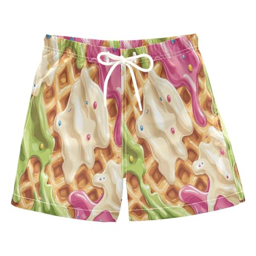 Boccsty Spring Green Magenta Navy Blue Ice Cream Boys Swim Trunks Baby Kids Summer Toddler Beach Board Shorts 2T