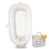 Bubbyhuts Baby Lounger-Breathable and Soft Organic 100% Cotton, Portable Infant Lounger with Removable Lounger Cover, Baby Lounger for Newborn - White Triangle