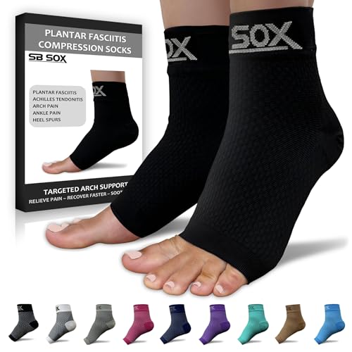 SB SOX Plantar Fasciitis Relief Socks – Ankle Brace Compression Sleeve – Arch Support for Foot Pain, Swelling, Heel Spurs – Foot Brace for Achilles Tendonitis Relief, Injury Recovery