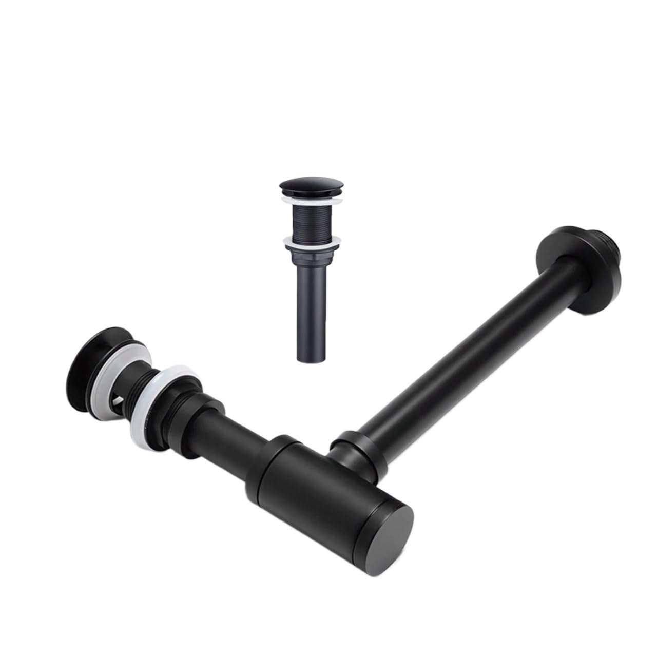 Xiehya Black No Overflow 1 Pcs Bathroom Basin Bottle Trap Drain With Sink Pop Up Siphon Fixture Golden Black P-Trap Hose For Home Renovation For Diy Tools(Black No Overflow)