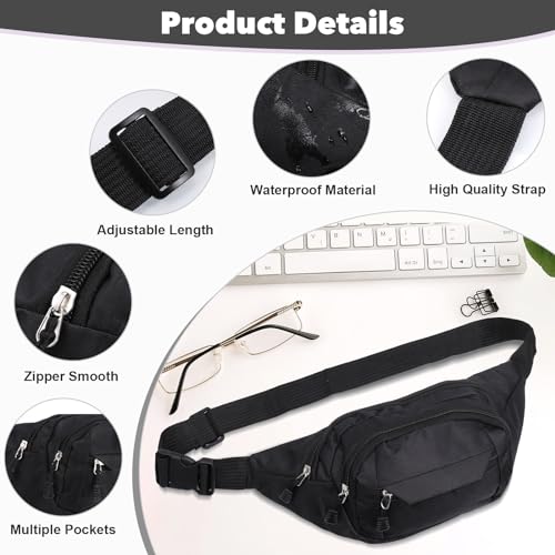 Zocipro 2 Stück Gürteltasche Damen und Herren, Bauchtasche Outdoor Sport Wasserdicht mit Verstellbarer Gurt, Stylische Gürteltasche zum Umhängen, Schwarz + Grau
