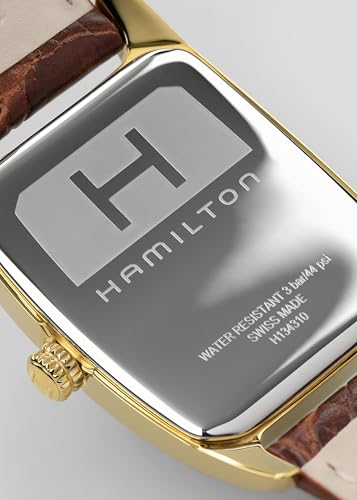 Image of Hamilton American Classic Boulton Quartz Men's Watch, 27mm x 32mm Stainless Steel Case, Swiss Made, White Dial Analog Wrist Watch for Men, 30m Waterproof, Mineral Crystal, Cow Leather Strap