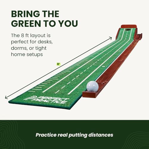Image of Perfect Practice Putting Mat & Chipping Net, Indoor & Outdoor Putting Green, Chipping Mat for Home & Office, Premium Golf Training Aids for Putting Practice with Realistic Turf, Golf Gifts for Men