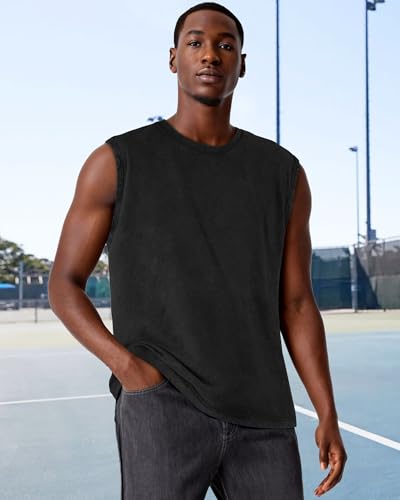 CHICGAL Mens Tank Tops Summer Sleeveless Muscle Shirts Cotton Loose Fit Tee Shirts2
