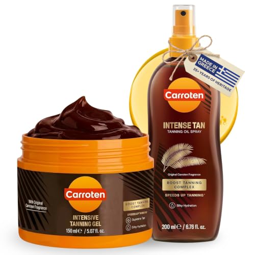 Carroten Intensive Tanning Gel + Oil Spray Set, 6.7 oz + 5 oz