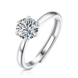 [EVER FLAWLESS] 指輪 リング レディース フリーサイズ モアサナイト 一粒 0.5ct シルバー 925純銀製 クリスマス 誕生日 プレゼント 上品 大人 アレルギー対応 女性 結婚式 ギフト包装