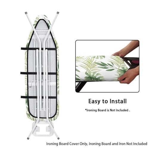 Image of Hawaii Leaf Printed Ironing Board Cover 15X54 inch - Stain-Resistant, Standard Size Iron Board Cover with Hook and Loop Elastic Edge Easy to Install, Heatproof