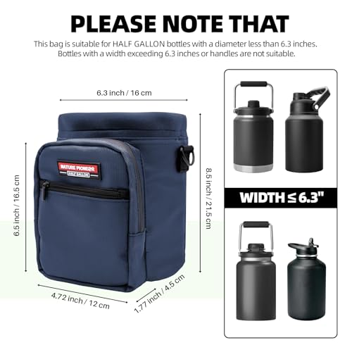 Image of NATURE PIONEOR Neoprene Insulated Water Bottle Holder with Shoulder Strap for Half Gallon 64OZ / One Gallon 128OZ Sports Water Jugs Bottles, Carrier /Pouch Sleeve for Outdoor Camping, Hiking, Fishing