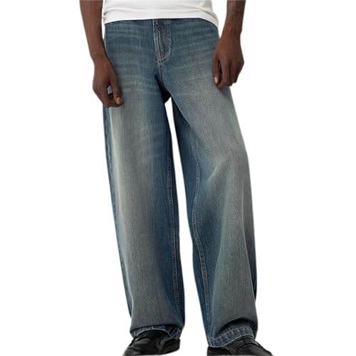 Baggy Jeans Men Vintage Wide Leg Distressed Hip Hop Denim Pants Loose Fit Y2k Skater Jean Trousers Streetwear