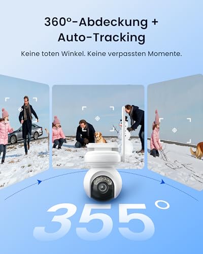 Reolink Altas PT Ultra, Erste 4K Solar Überwachungskamera Aussen Akku mit Daueraufzeichnung, Auto-Tracking, 10s Voraufzeichnung, ColorX-Nachtsicht, 8MP PT WLAN Kamera Outdoor, Wi-Fi 6, mit Solarpanel