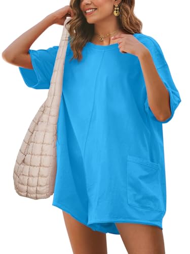 Grenouillère d'été surdimensionnée bleu paon pour terrasses et vacances XS
