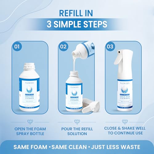 Image of Flexies Foaming Yoga Mat Cleaner Refill Pack | Plant-Based Foaming Spray | Deep Cleans Yoga and Pilates Mats, 6.76 fl oz, Fragrance-Free