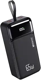 Carregador Portátil Power Bank Premium Turbo de 65w com 30000mAh para Macbook, Notebook, Celular, Tablet Carregador Universal Potente Com Led Digital de Bateria Hrebos Premium PB-958