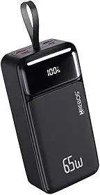 Carregador Portátil Power Bank Premium Turbo de 65w com 30000mAh para Macbook, Notebook, Celular, Tablet Carregador Universal Potente Com Led Digital de Bateria Hrebos Premium PB-958