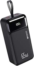Carregador Portátil Power Bank Premium Turbo de 65w com 30000mAh para Macbook, Notebook, Celular, Tablet Carregador Universal Potente Com Led Digital de Bateria Hrebos Premium PB-958