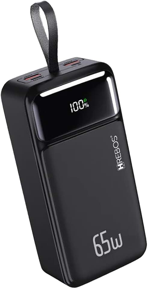 Carregador Portátil Power Bank Premium Turbo de 65w com 30000mAh para Macbook, Notebook, Celular, Tablet Carregador Universal Potente Com Led Digital de Bateria Hrebos Premium PB-958