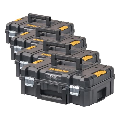 Image of DEWALT Tool Box TSTAK II, 13 In. Flat Top Tool Storage Case, Stackable Organizer Hard Case Portable Toolbox, Heavy Duty, Holds Up To 66 lbs (DWST17807) (Pack of 4)