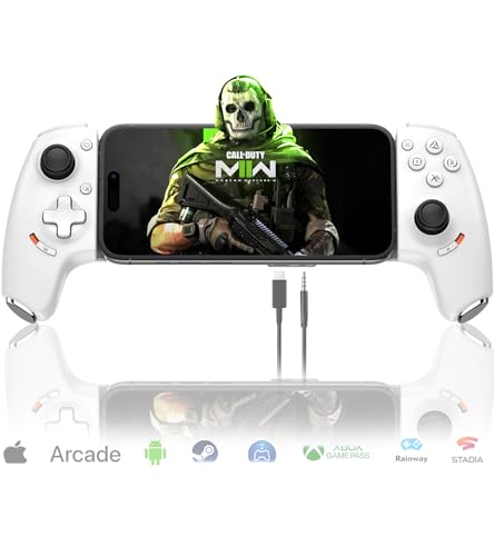 Type-C Mobile Gaming Controller für Android & iPhone 17/16/15 Series (USB-C), Plug and Play Gamepad with Hall Effect Joysticks & Triggers, Xbox Streaming/Cloud Game/COD, 3.5mm Audio Jack -White ﻿