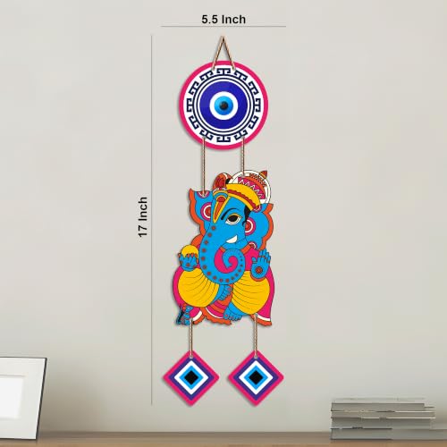 Image of Artvibes Shree Ganesha Evil Eye Nazar Battu Wall Hanging for Home Entrance | Spiritual Vastu Decor for Living Room Bedroom Office Temple | Positive Energy MDF Decorative Gift (WH 8558N)