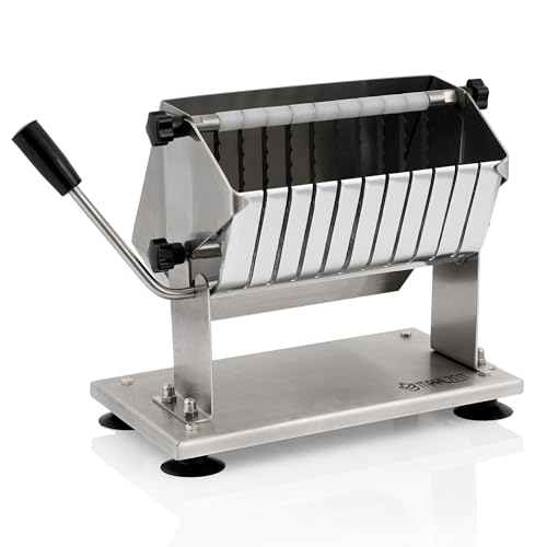 Mahlzeit Coupeuse de saucisses au curry en acier inoxydable pour 18 mm tranches | 10 couteaux extra aiguisés avec tranchant ondulé