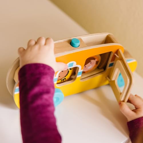 Image of Melissa & Doug GO Tots Wooden Roll & Ride Bus with 3 Disks School Bus Toys for Babies and Toddlers - FSC-Certified Materials (Pack of 6)
