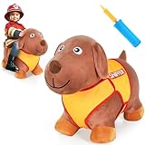 iPlay, iLearn Bouncy Pals Dog Hopping Horse, Plush Inflatable Animal Hopper, Indoor n Outdoor Ride on Jumping Bounce Toys, Birthday Gift for 18 Months 2 3 4 5 Year Old Kids Toddlers Boys Girls