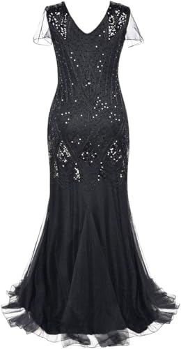 Image of 869A - Plus Size 1920s Vintage Fringed Gatsby Sequin Dimand Tassels Flapper Party Cocktail Dress with Accessories
