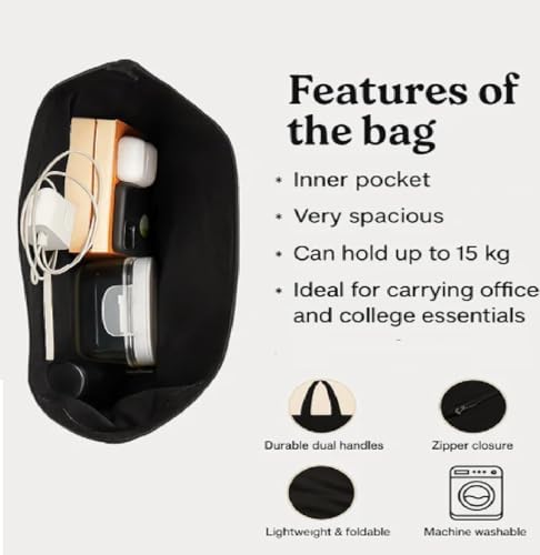 Image of Multiflower Cotton Canvas Tote Bag with Zipper and Inner Pocket | Eco-Friendly Reusable Bag for Shopping, Travel, Work & Everyday Use