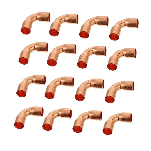 SEWACC 1set Degrees Copper Elbow Fitting Inner Thickness Durable Copper Connectors for Air Conditioning Plumbing and Heating Applications 20pcs