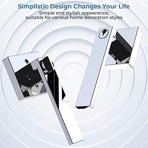 Sagaiot 4 Pcs Door Handles Keyed Alike, Polished Chrome Door Knobs Interior Modern Door Hardware & Locks, Heavy Duty Door Knobs With Lock And Key, Entry Exterior Door Levers #TOP5
