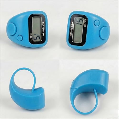 Image of Digital Finger Tally Counter, 5-Digit LCD Display, Ring Design with Reset Button (Pack of 1) (Sky Blue)
