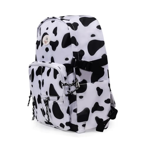 3Pcs Cow Backpack for Girls with Cute Pin Plush Pendant Laptop Bag Keychain Wallet Schoolbag for Students Shoulders Bookbag Teen Kids Daypacks Casual Travel Bag (Cute Cows)2