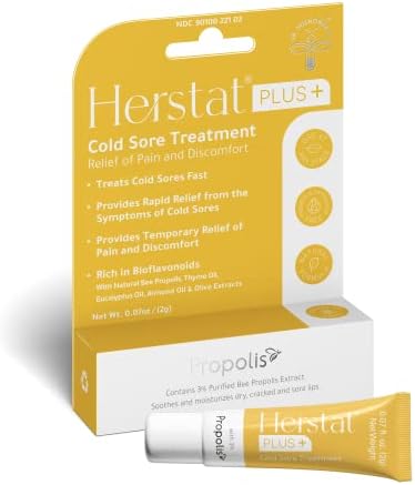Herstat Plus + Cold Sore Treatment - Comes with Free Lip Care Stick