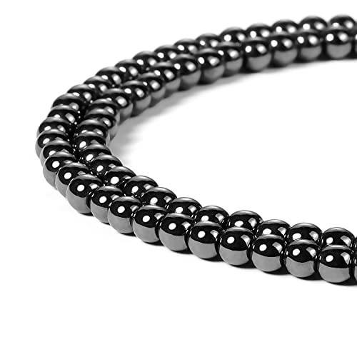 Image of BEADNOVA 4mm Natural Hematite Gemstone Round Loose Beads for Jewelry Making (90-92pcs)