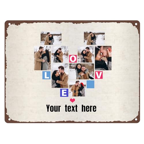 LINMQIU Individuelles Vintage-Blechschild mit Text/Namen, personalisiertes Metallschild mit Paarfoto, Heimdeko, Wandkunst, Geschenke zum Jahrestag Valentinstag LINMQIU Individuelles Vintage-Blechschild mit Text/Namen, personalisiertes Metallschild mit Paarfoto, Heimdeko, Wandkunst, Geschenke zum Jahrestag Valentinstag